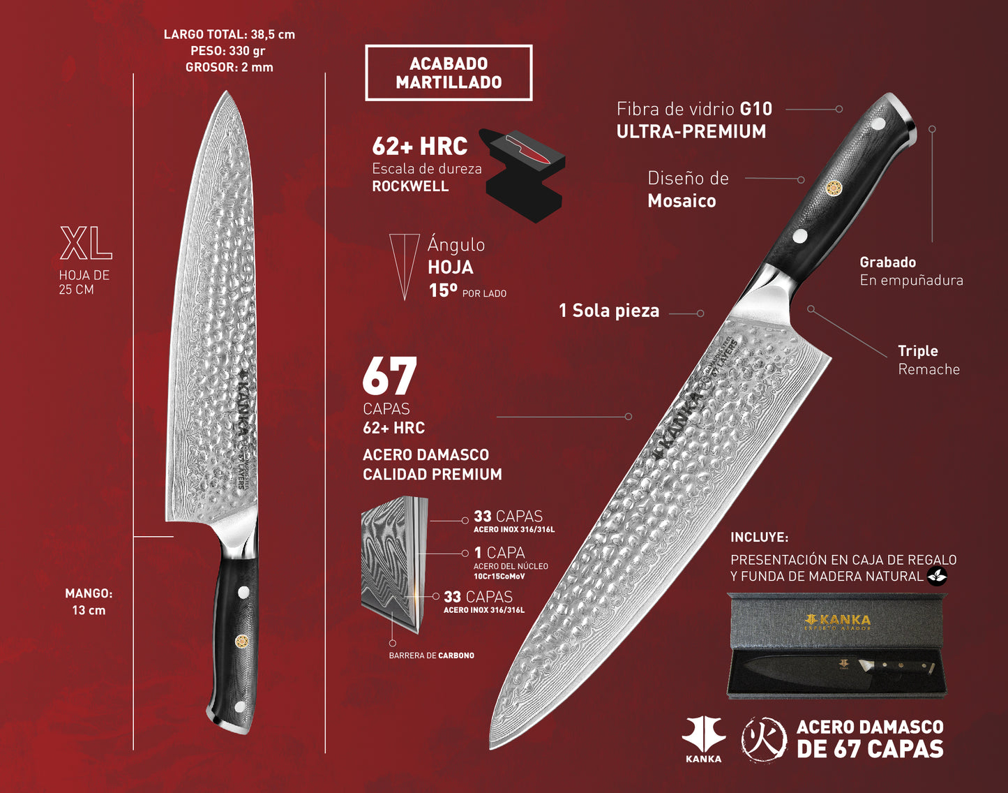 CUCHILLO ACERO DAMASCO XL