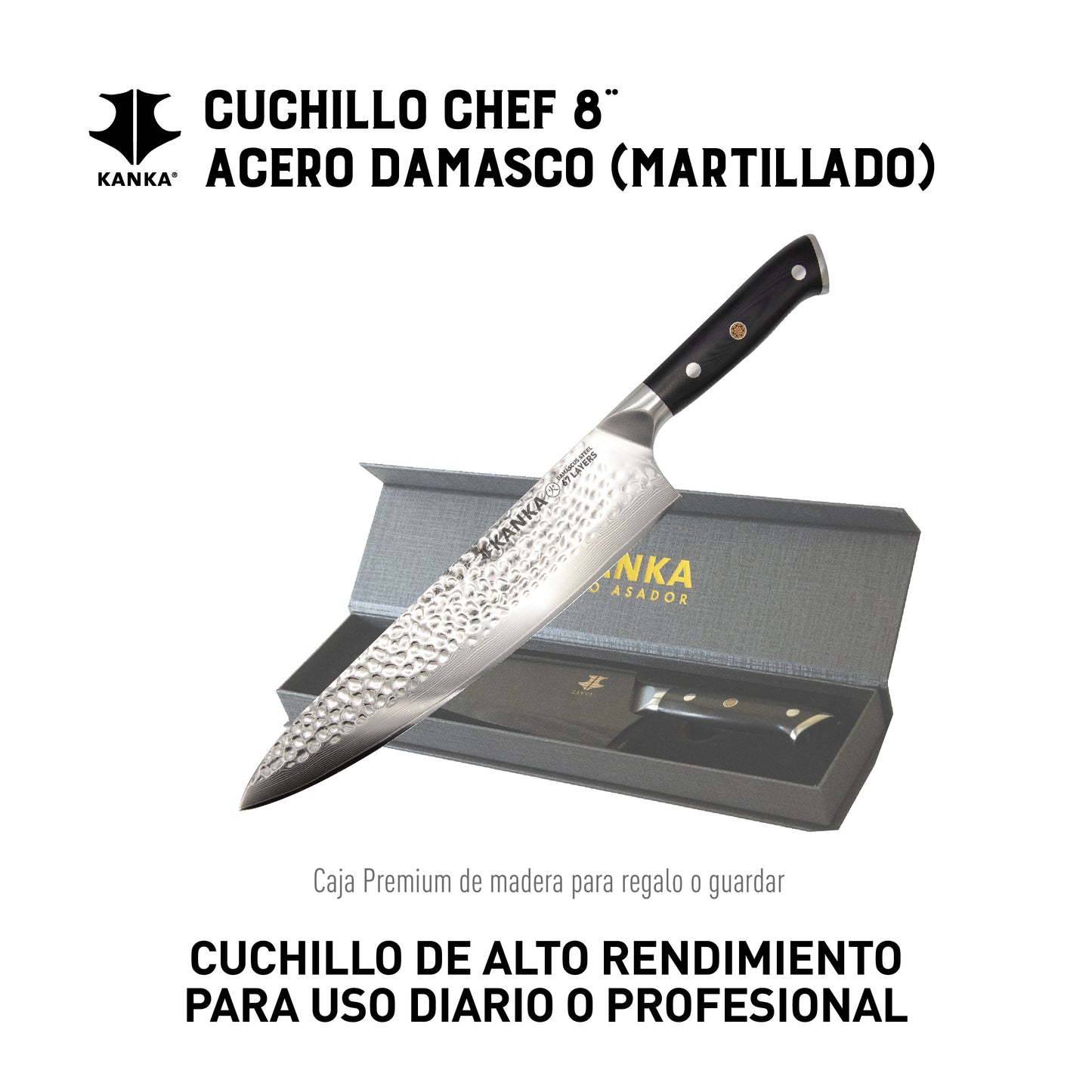 CUCHILLO ACERO DAMASCO (MARTILLADO)