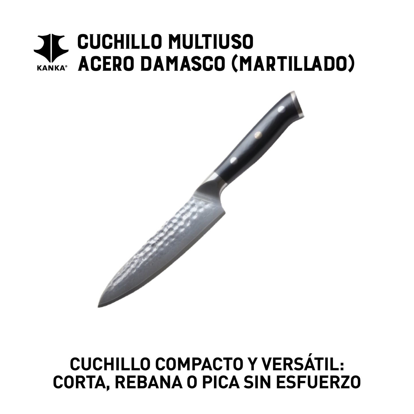 CUCHILLO MULTI USO ACERO DAMASCO (MARTILLADO)